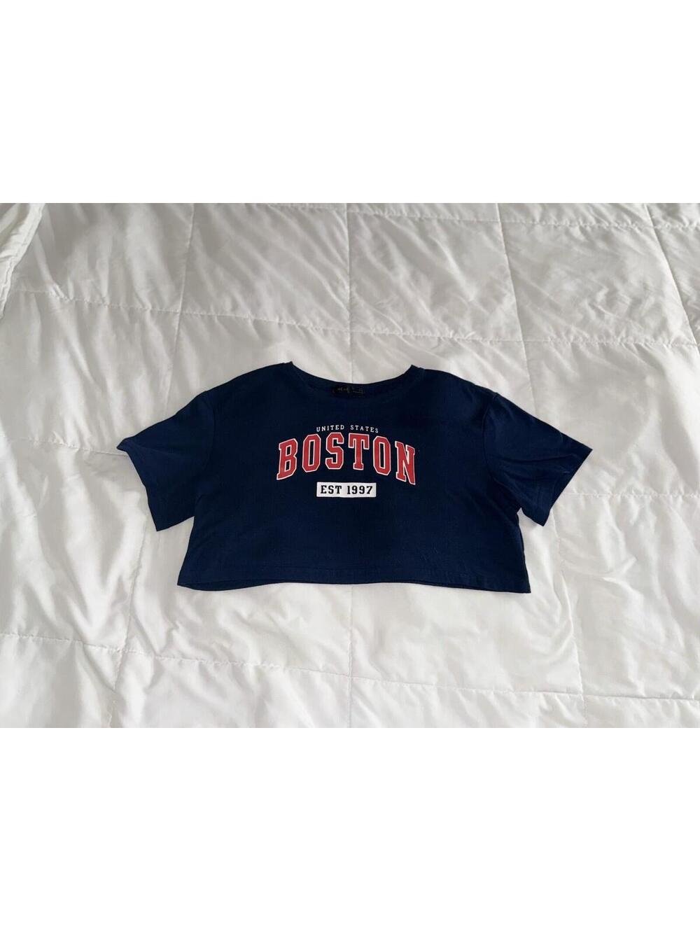 Boston Blue Short Sleeve Crop Tee